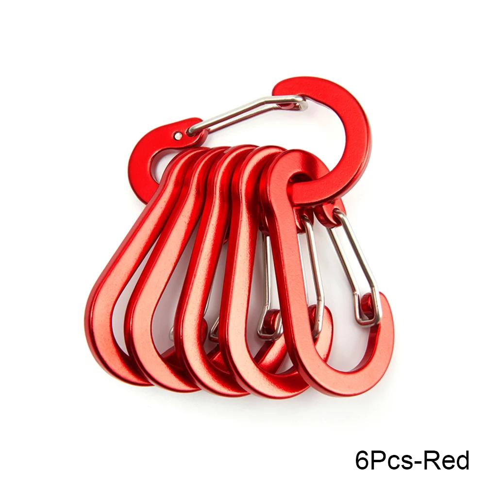 6 Pieces 12 Pieces Outdoor Use Camping Multi-tool Carabiner Steel Small Carabiner Clip Fishing Accessories