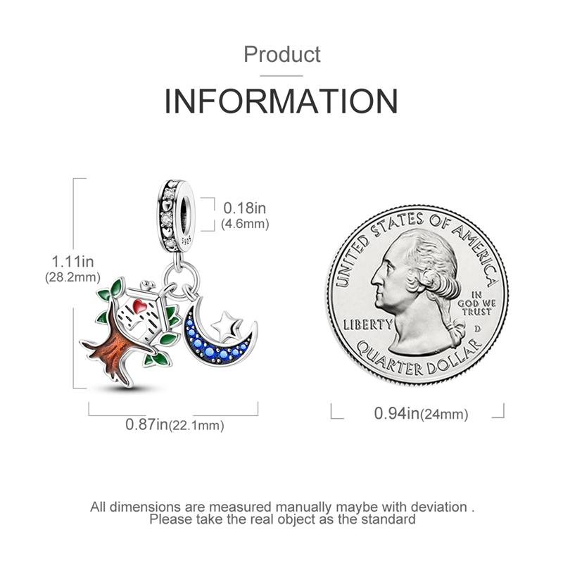 Original Charms Copper Tree House Moon And Star Beads Fit Charms Plata Bracelets For Women Women Jewelry Making Diy