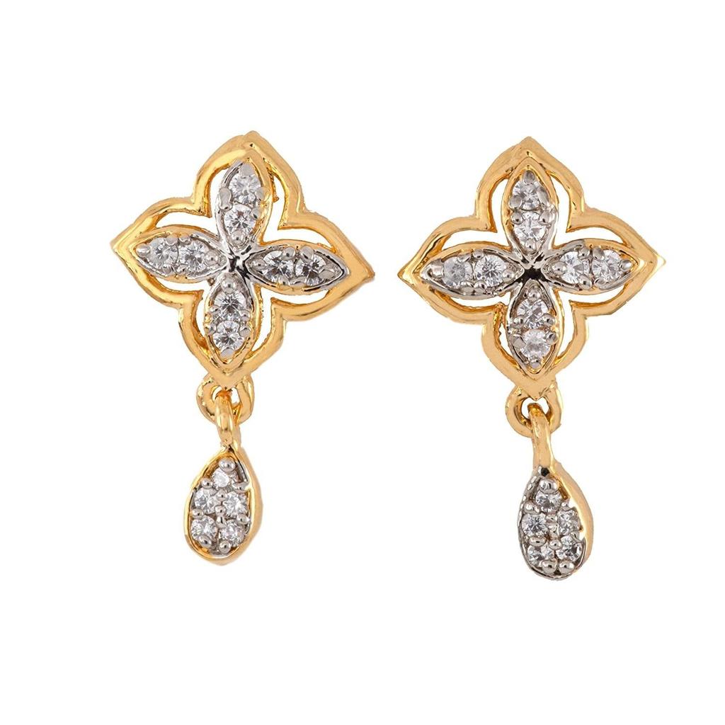 Позолоченные женские серьги-гвоздики Estele с американскими бриллиантами