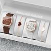 Xiaomi 4PCS Fashion Square Women Watches Heart Bracelets Set Arabic Dial Silicone Strap Quartz Watch Reloj Mujer (Without Box)