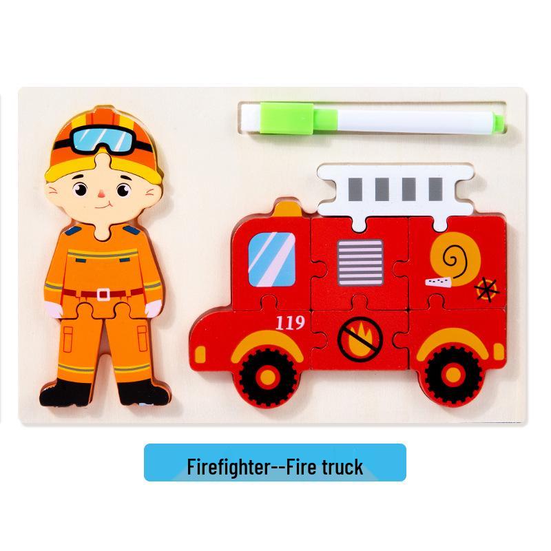 3D-пазл CPC: Профессии и Транспорт для Детей 3-6 Лет - Деревянная Игрушка для Раннего Развития