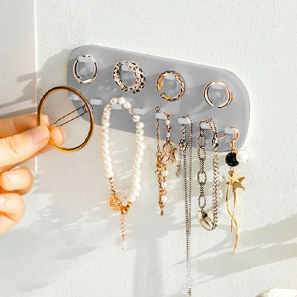 PP Jewelry Storage Rack No Punching Wall-mounted Earring Necklace Display Rack Multifunctional Adjustable