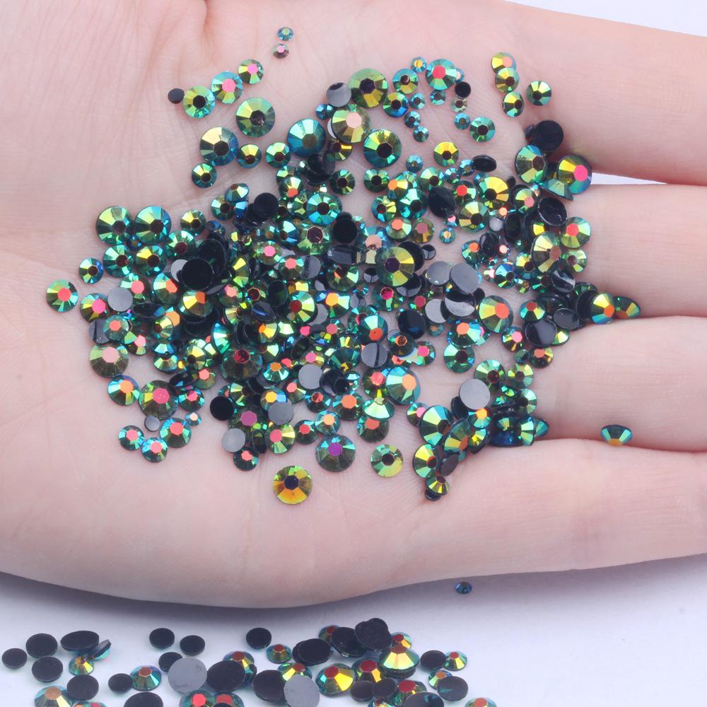 Multi-Color AB Jelly Resin Rhinestones, 2-6mm, 1000 Pcs, Flat Back for Nail Art