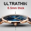 New Fashion Business Simple Men Watch Quartz Wrist Watch 6.5mm Ultra Thin Genuine Leather Strap