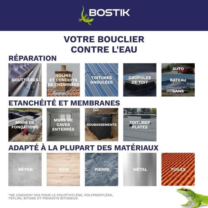 Membrane d’étanchéité - BOSTIK - Waterstop - Réparation fuites - Seau 6 kg - Gris