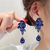 1 Pair Elegant Dangle Faux Earrings Crystal Glass Shining Women Exquisite Long Earrings Jewelry Gift