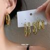 Silver needle smooth geometric love stud earrings Korean ins simple temperament earrings niche high-end versatile earrings women