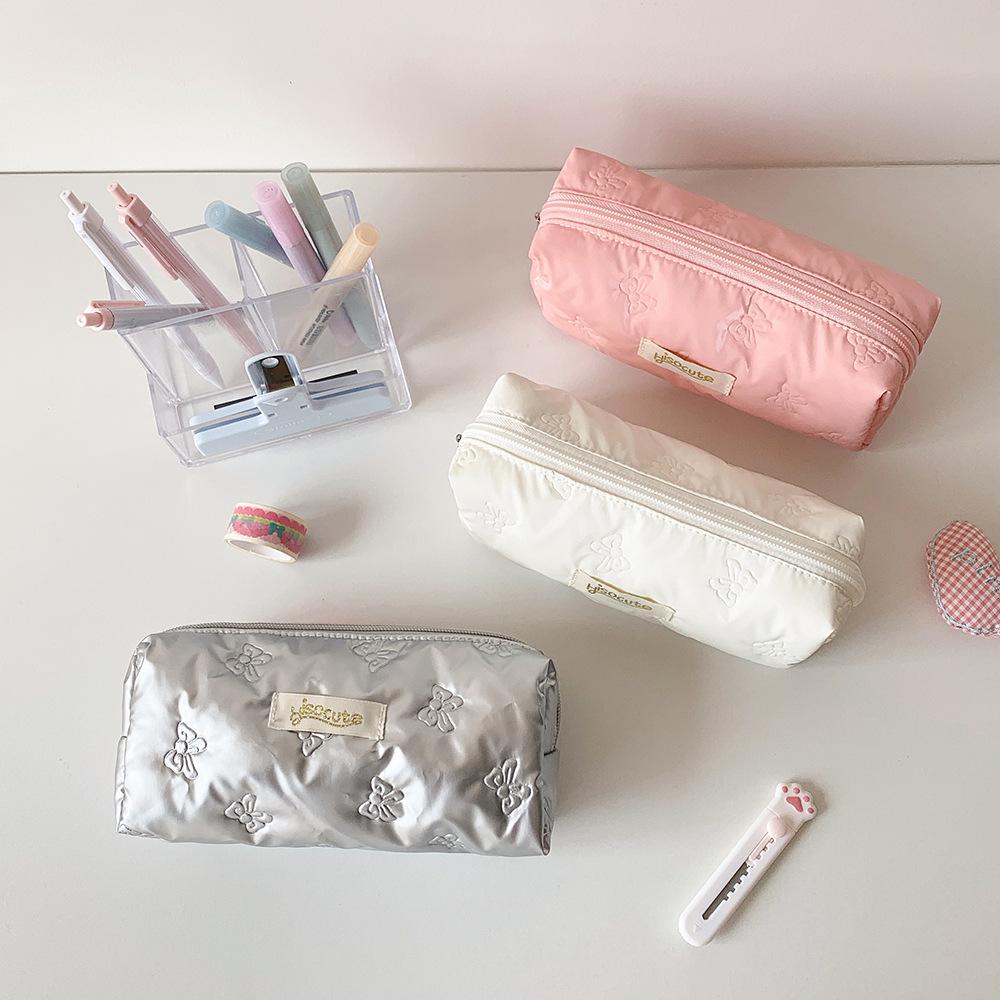 Desktop Storage Y2K Bow Stationery Bag Large Capacity Bow Pencil Pouch Stationery Holder