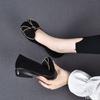Fashionable Versatile Thick Heeled Women's Shoes,new Summer Shallow Mouth Flats Women's Elegant and Simple Mid Heeled Shoes