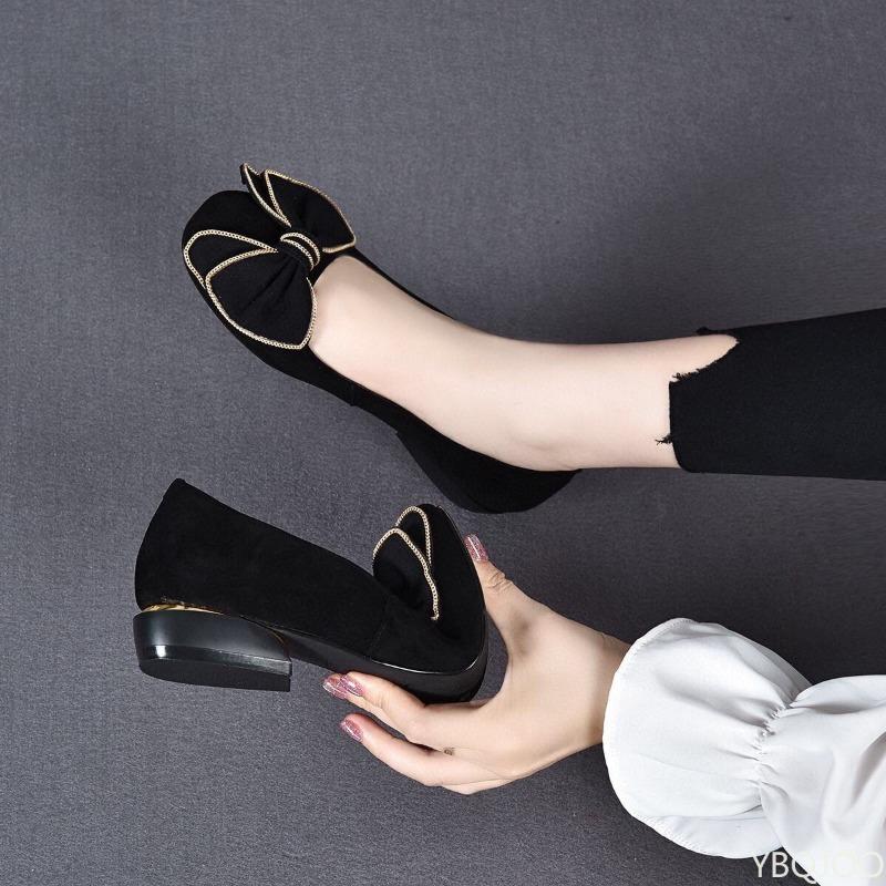 Fashionable Versatile Thick Heeled Women's Shoes,new Summer Shallow Mouth Flats Women's Elegant and Simple Mid Heeled Shoes