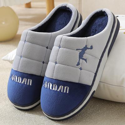 Парные плюшевые тапочки из хлопка для мужчин и женщин, без застежек, пушистые, на плоской подошве, для дома, зимние, с круглым закрытым носком, сохраняющие тепло, с мультяшными принтами, тапочки