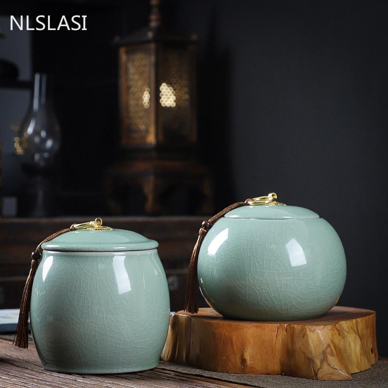 Домашние влагостойкие банки, чайный столик, керамическая чайница, кухонный контейнер для хранения зерна, аксессуары для чайной церемонии ручной работы
