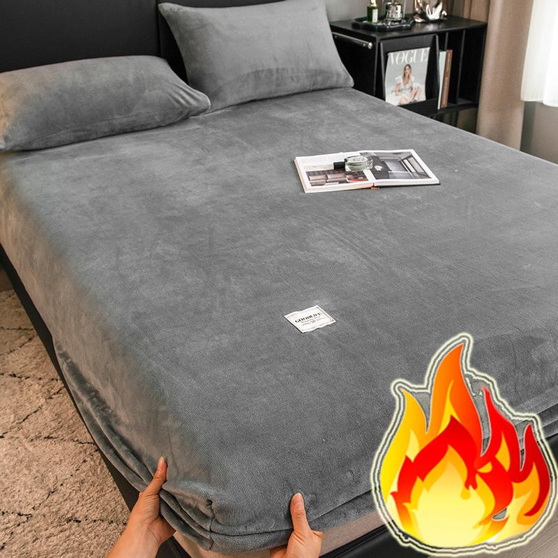 2025 Теплая зимняя простыня, Мягкая на ощупь и плюшевая толстая простыня-наматрасник, Розовая Зеленая Синяя Серая Черная