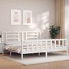 VidaXL Bed Frame with Headboard White 200x200 Cm Solid Wood 3192902