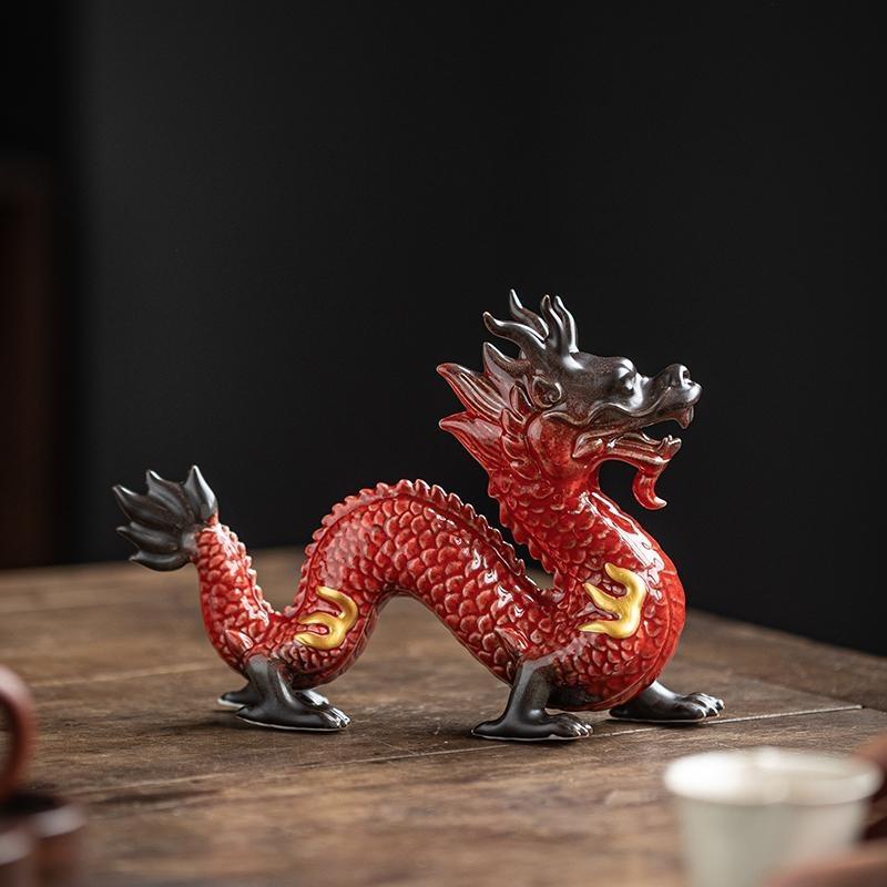 Китайский фарфор Статуэтка дракона Ручная работа Керамика Тотемное животное Скульптура Древняя легенда Тотем Ремесло Деко