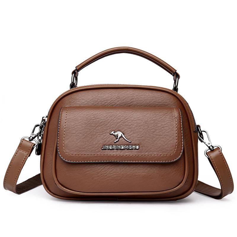 Fashion Brand Women’s Shoulder Bags Casual Retro Style Handbag High Quality PU Leather Female Ladies Double Zipper Messenger Bag