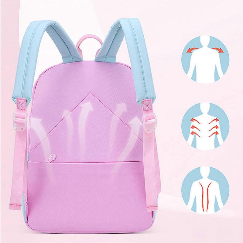 Multi-Pocket Nylon School Bag Cartoon Anti-theft Backpack for Student Children Preschool Girl Casual Bookbag Schoolbag  Purple