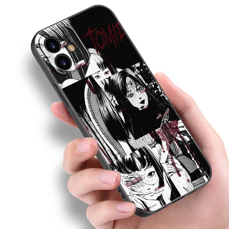 Чехол с изображением аниме Junji Ito Tees Horror для Apple iPhone 14 13 12 Mini 11 Pro Max 7 8 XR X XS 7 8 Plus SE 2020 2022, черный чехол