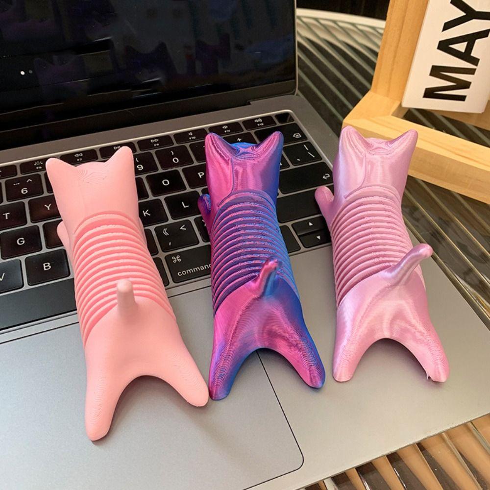 Durable 3D Printing Spring Cat Novelty Spring Cat Model Multicolored Spring Cat  Ornament  Offices