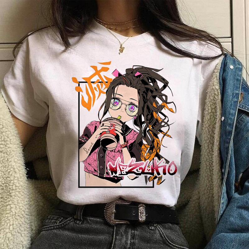 Nezuko Demon Slayer Anime T Shirt Comics Japanese Graphic Printed Cartoon Streetwear Top Oversized Tee Female/Man T-Shirt