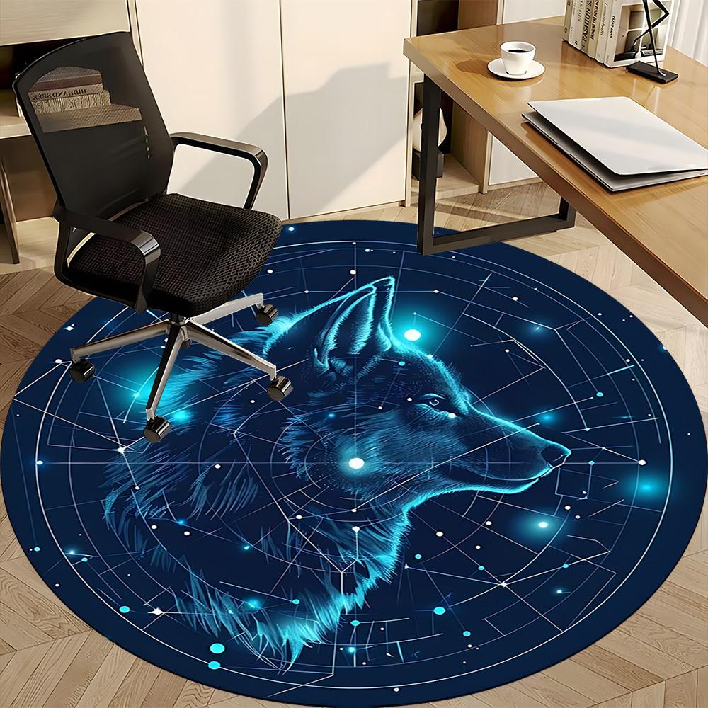 1pc Wolf Constellation Office Round Area Rug, Under Office Chairs Bedroom Living Room Home Decor, Room Deco