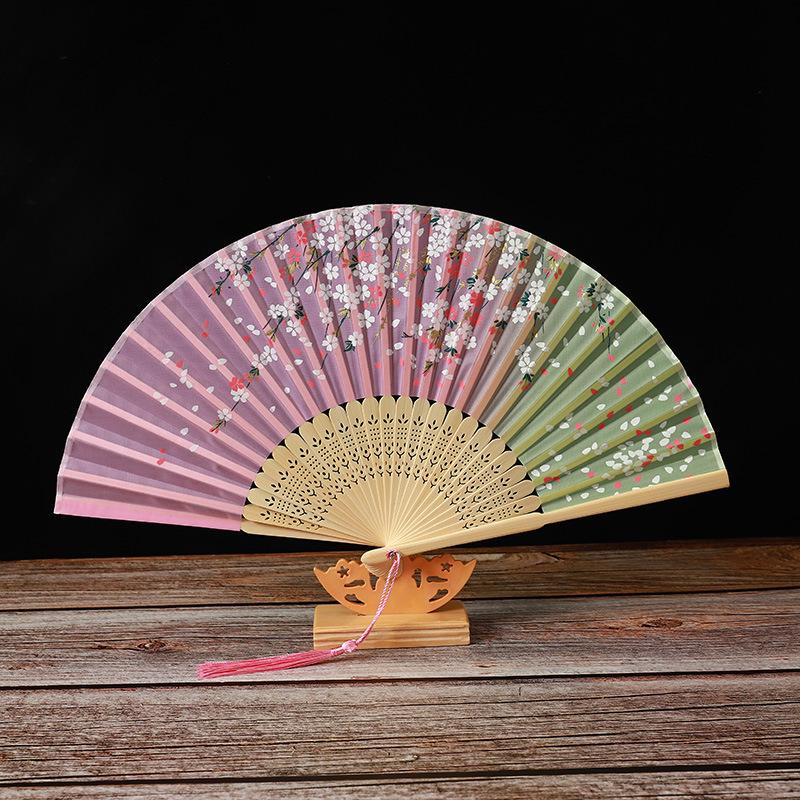 Складной веер из бамбука, дизайн Green Smile, элегантный женский танцевальный веер, идеальный подарок для студента