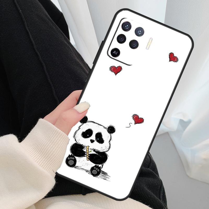 Мультяшный чехол-панда для Oppo A54 A74 A94 A18 A57 A17 A77 A38 A58 A78 A98 A80 A60 A40 A96 A76 A16 A15 A5 Pro