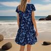 Женские платья с коротким рукавом и V-образным вырезом с цветочным принтом Свободные повседневные пляжные платья в стиле темперамент
