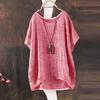 Summer Plain Loose T-Shirt Round Neck Cotton Blend Blouse Plus Size Baggy Tops Tee Shirts