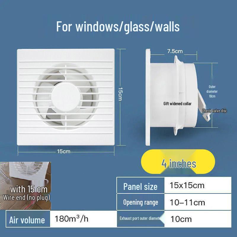Мощный бесшумный настенный вытяжной вентилятор с жалюзи для кухни и ванной комнаты