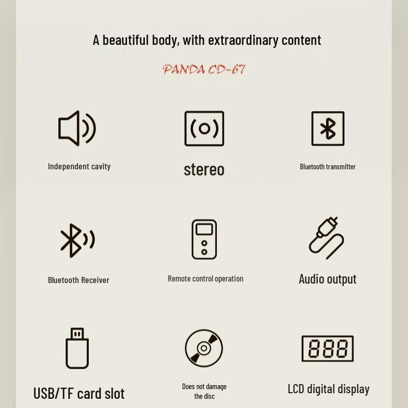 PANDA CD-67 All-in-One Bluetooth CD Player & Speaker