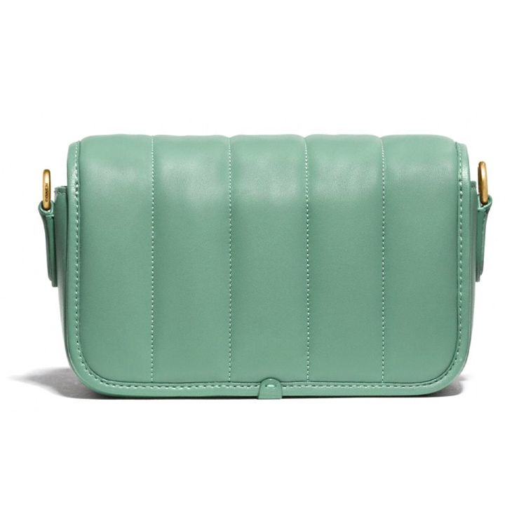 Coach Dinky 18 Модная Повседневная Стеганая Сумка на Клапане Плечевая Сумка Кросс-боди из Кожи Ягненка Маленькие Женские Сумки Макаронно-Зеленый C3843-B4OFU