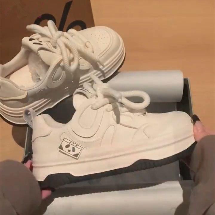 Black and White Panda Shoes Women's Shoes 2025 Spring and Autumn New Leisure Sports Versatile Thick Baseplate Shoes Women's White Shoes
