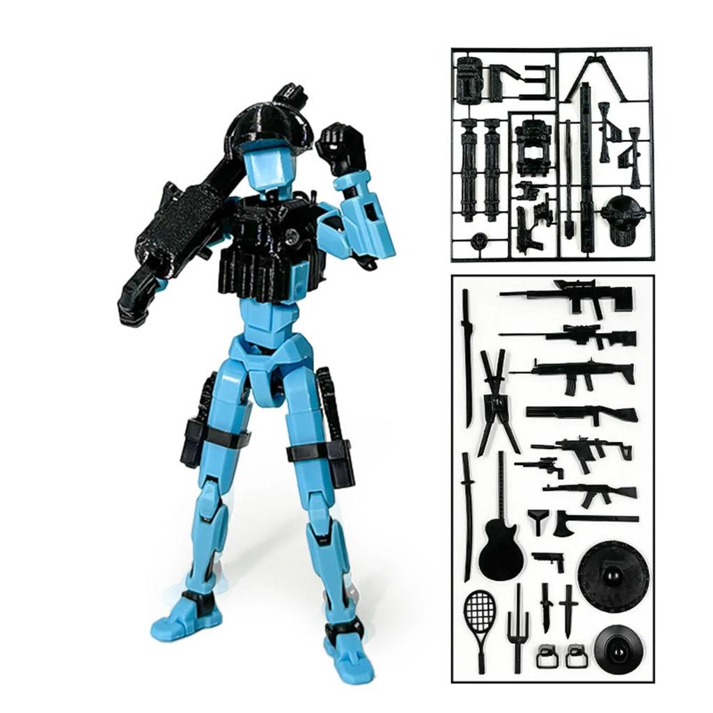 3D Printed Full Body Mechanical Action Figures Multi-Jointed Movable with Accessories Hand Painted Desk Decor Toy