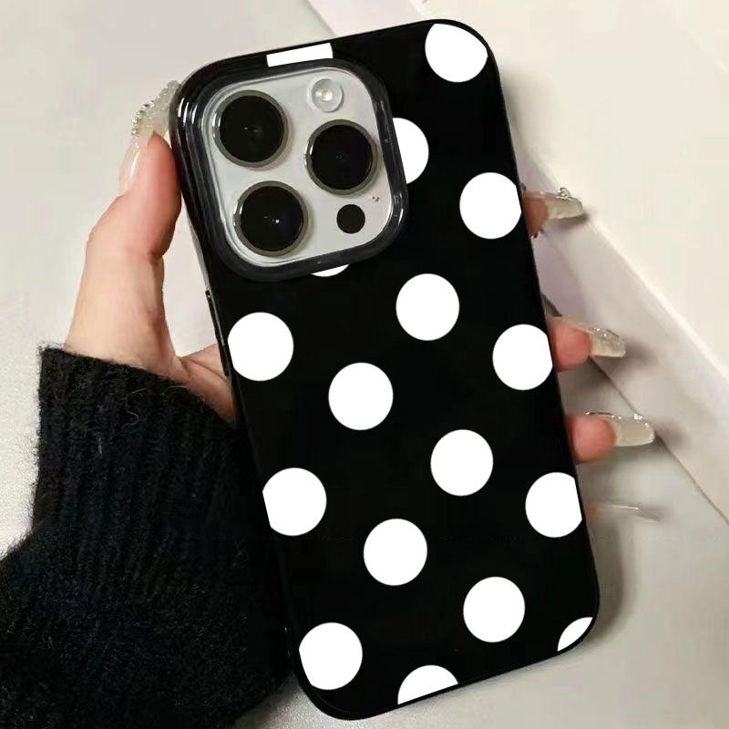 Ретро элегантный чехол для телефона в горошек, подходящий для iPhone 17 16 15 14 13 12 11 Pro/Max/Plus, противоударный и защищающий от падений