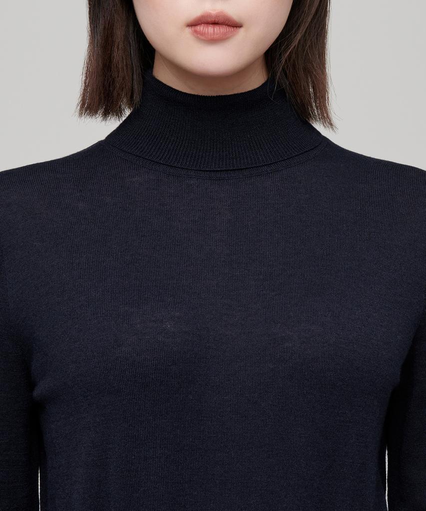 MUSINSA STANDARD WOMAN Women'S Merino Wool Blend High-Gauge Turtleneck Knit [Navy]