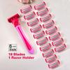 1 Handle + 18 Blades/ Women Manual Safety Razor 6-Layer Stainless Steel Hair Removal Shaving Blades Replaceable Shaver Head