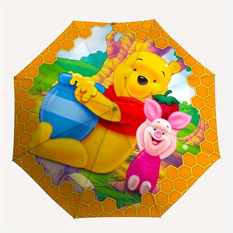 Winnie the Pooh,Piglet Fashion Umbrella, Automatic Opening and Closing Cartoon Design, Iron Ribs and Handle, 8 Ribs, Suitable for All Occasi