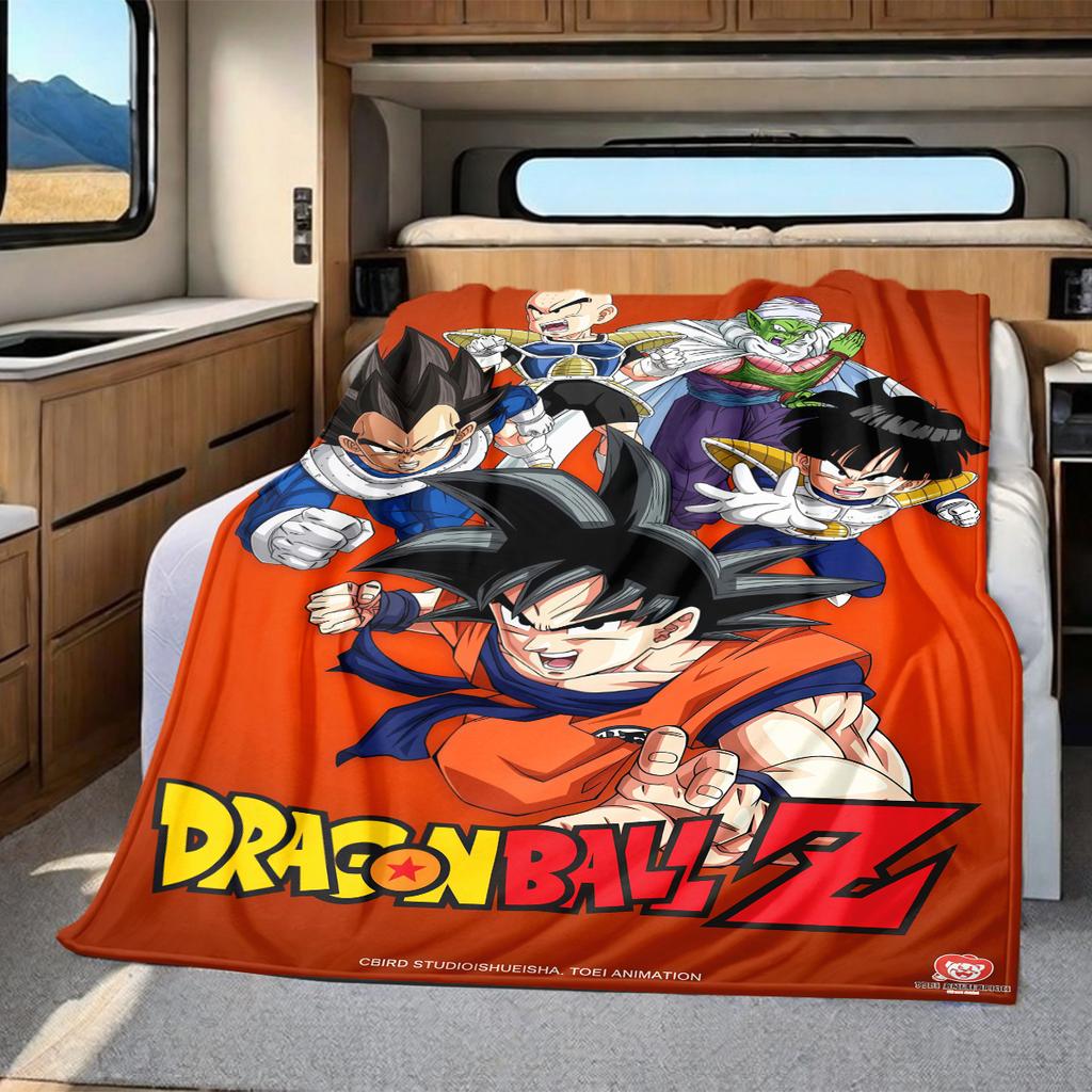 1 шт. Фланелевое одеяло с принтом Сон Гоку, Высокое качество, Для всех сезонов, Декор для дома, Тепло и уют, Идеально для рождественских подарков