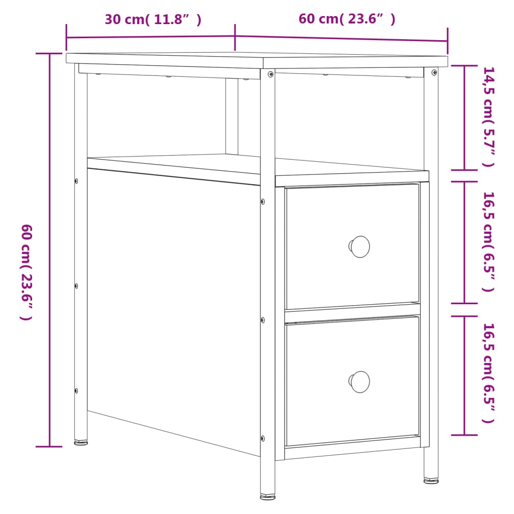 Nightstand Sonoma Oak 30x60x60 cm Particleboard