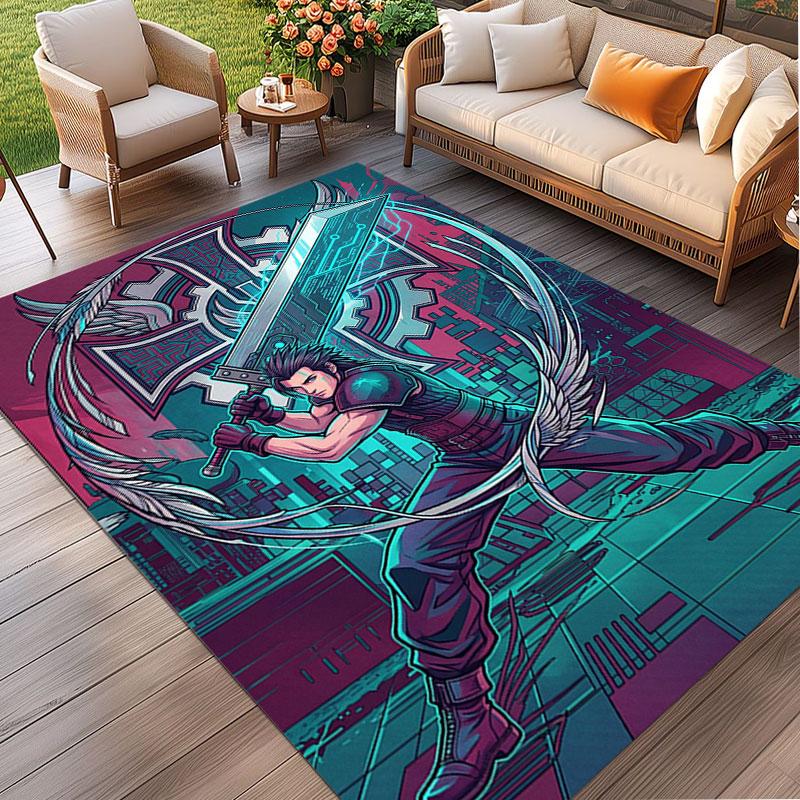 Final Fantasy Print Rug, Washable Floor Carpet, For Entryway Dorm Laundry Room Office Study, Home Decor Birthday Christmas Gift