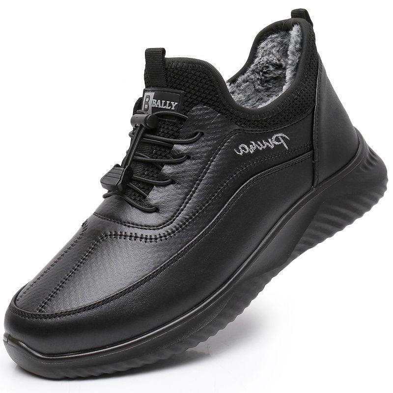 Мужские зимние ботинки из толстой теплой бархатной ткани для людей среднего и пожилого возраста - обувь для ходьбы с мягкой подошвой