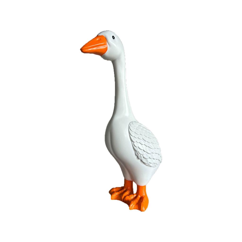 Goose Statue: White Resin Weather-Friendly Outdoor Decor - Indoor Outdoor Versatility Resin Figurine for Patio Lawn Yard Living Room