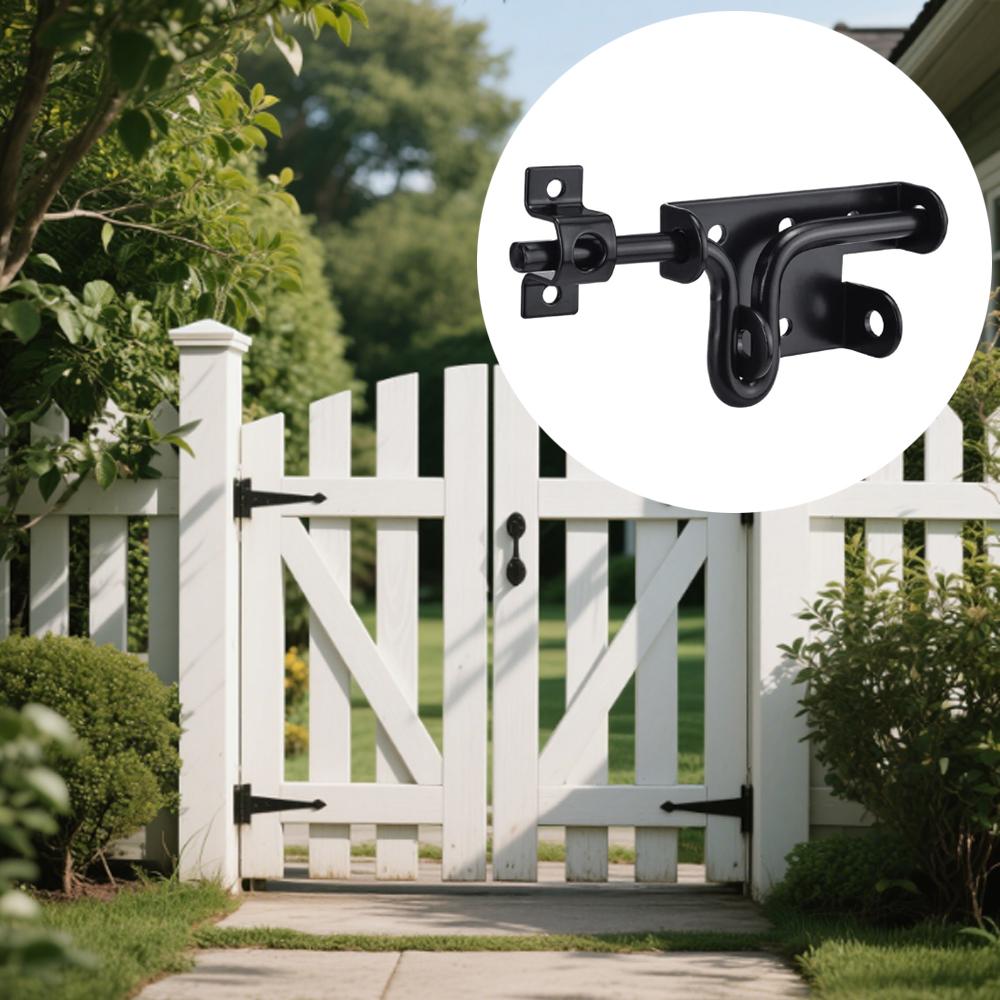 Slide Bolt Gate Latch Iron Bolt Sliding Lock Black Bolt Gate Lock with Screws for Outdoor Doors Sheds Barn Door Home Hardware 1p