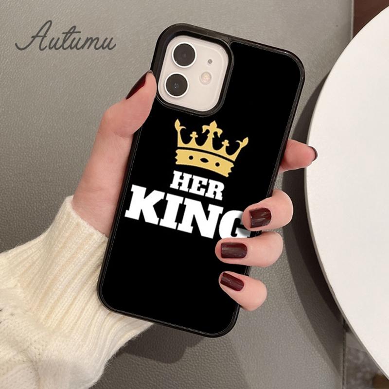 Чехол для телефона для пар "Его Король Ее Королева" для iPhone 17 Air 15 16 11 12 13 14 Pro Max Plus Чехол coque Fundas Оболочка