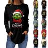 Женская свободная футболка с длинным рукавом с круглым вырезом и принтом, верхний пуловер