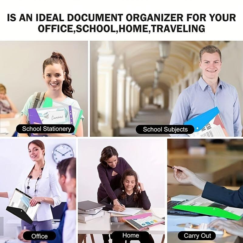 6 шт. Пластиковый конверт с клейкими кнопками и 11 отверстиями, сумка-расширитель для папки-регистратора на 2/3/4 кольца и школьной папки-регистратора формата А4