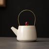 Beige Ru Kiln Beam Pot Brewing Teapot Household Chinese Ceramic Single Pot Small Kettle High-end Kung Fu Tea Set Single Use