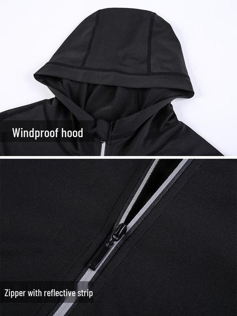 Мужская быстросохнущая куртка с капюшоном для бега на весну и осень - Костюм для активного отдыха, велоспорта и тренировок