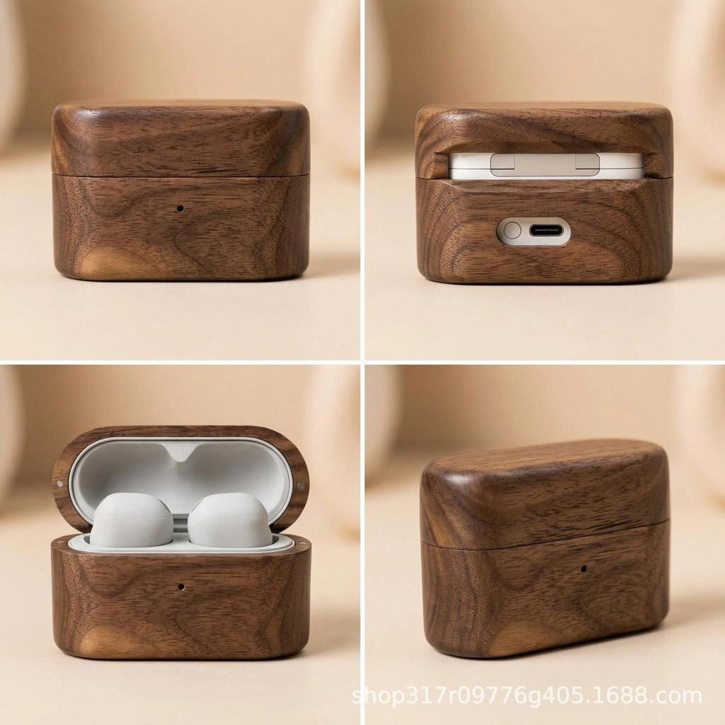 High Quality Wooden Earphone CoverWireless Earphone Case Real Wood Earphone Protective Case